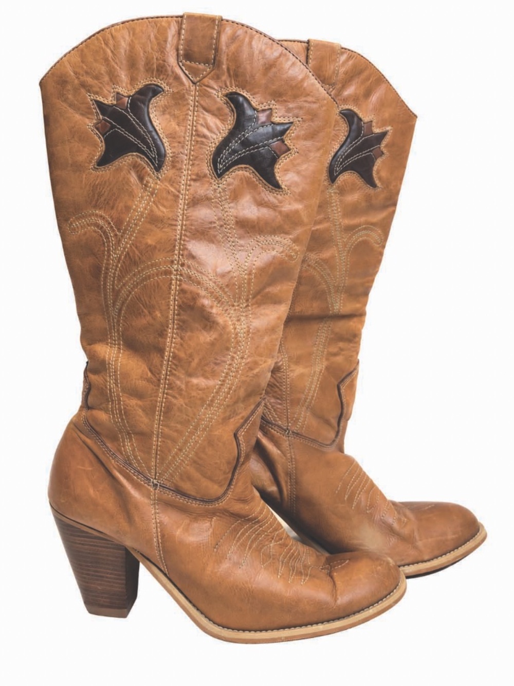 Boho Western Leather heeled boots